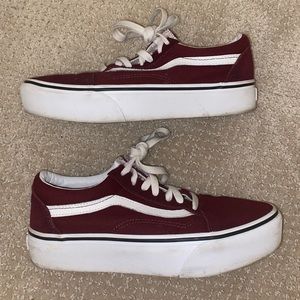 Vans burgundy old skool platforms